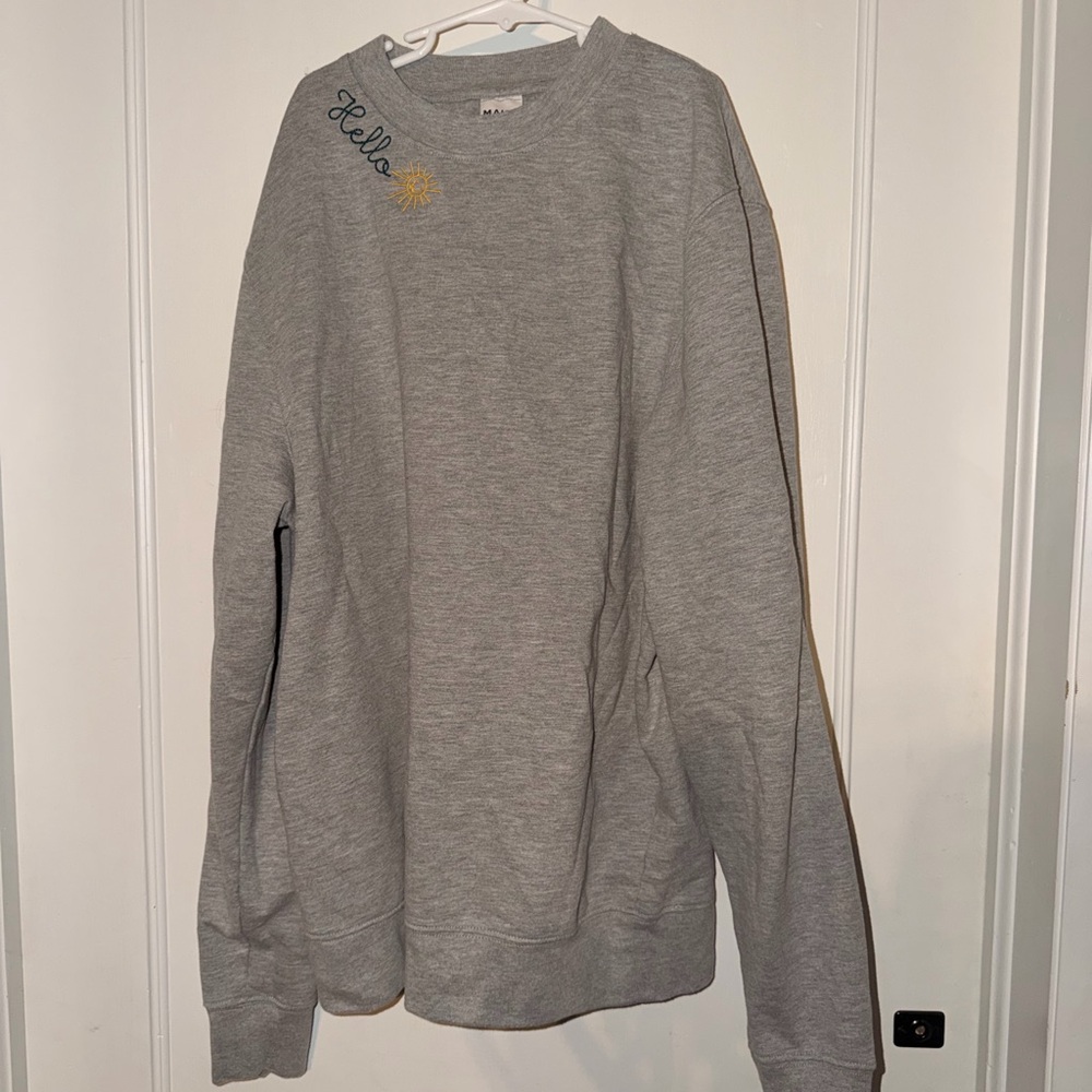Makers Market Gray Sweatshirt with Embroidered Accents